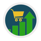growth chart with shop cart icon