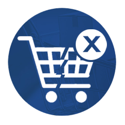 A shopping cart full of items but broken (icon)