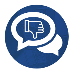 Negative talk and chat with thumbs pointing down (icon)