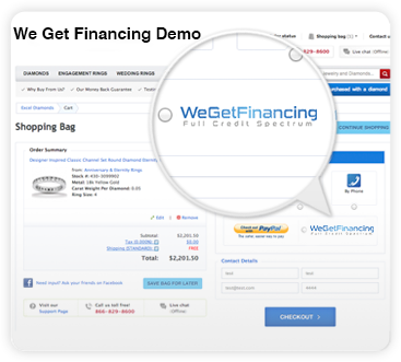 WeGetFinancing Online Checkout Page